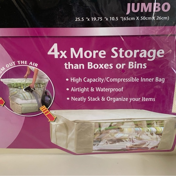 NEW Space Saver Tote Bag Vacuum Seal Storage JUMBO Size 25.5" X 19.75" X 10.5" - Picture 3 of 7